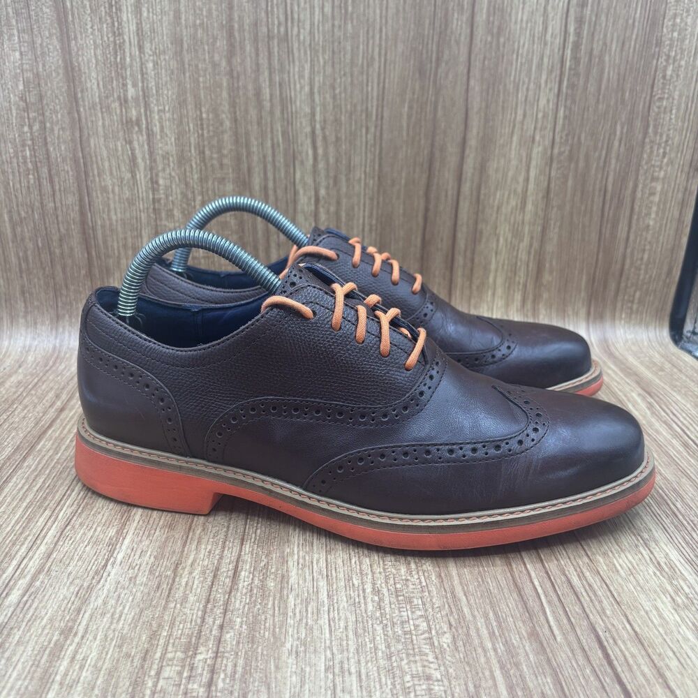 Cole Haan Great Jones Leather Wing Tip Shoes‎ Men’s Size 8 M Brown Orange C11235